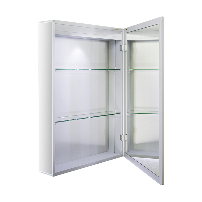 Armadietto con specchio da bagno a LED ad anta singola con specchio per il trucco antiappannamento Armadietto con specchio da bagno a LED ad anta singola con specchio per il trucco antiappannamento