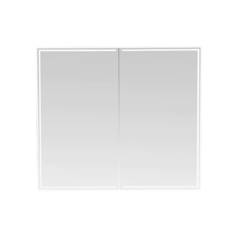 Armadietto da bagno intelligente con specchio da bagno a doppia anta LED (con interruttore a scorrimento manuale antiappannamento)