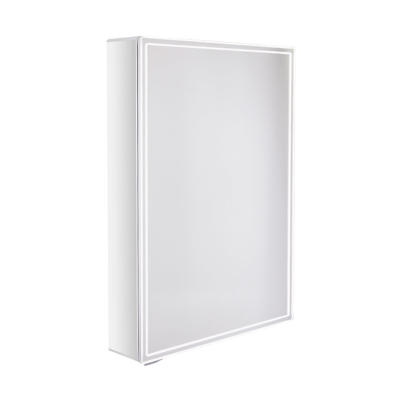 Armadietto a specchio da bagno intelligente ad anta singola con specchio per il trucco retroilluminato a LED Armadietto a specchio da bagno intelligente ad anta singola con specchio per il trucco retroilluminato a LED
