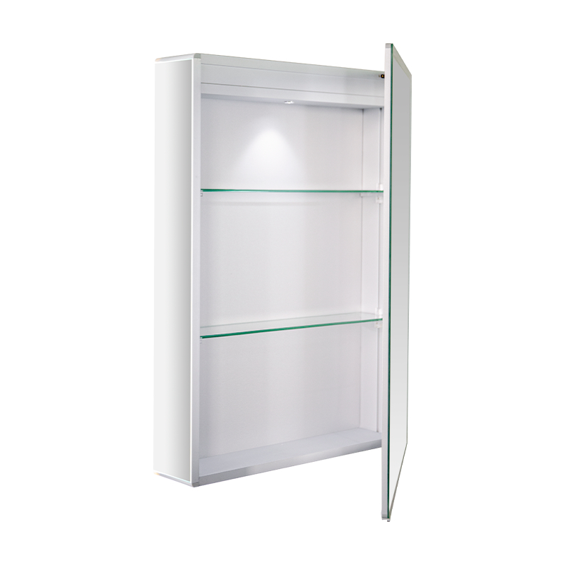 Armadietto con specchio da bagno a LED impermeabile a porta singola in lega di alluminio Armadietto con specchio da bagno a LED impermeabile a porta singola in lega di alluminio