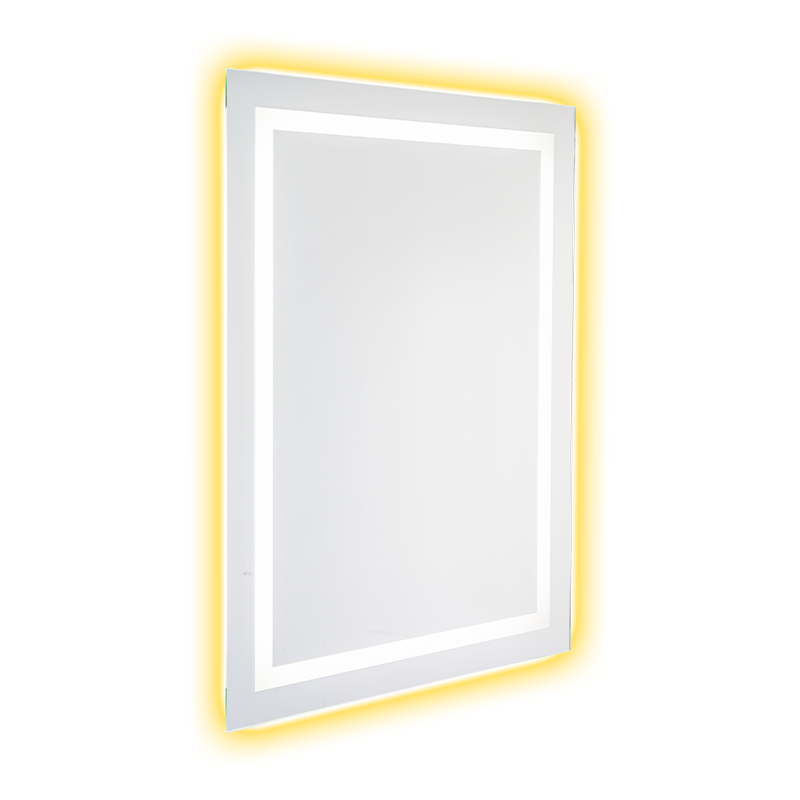 Specchio da bagno retroilluminato antiappannante con regolazione intelligente a LED con telaio in alluminio