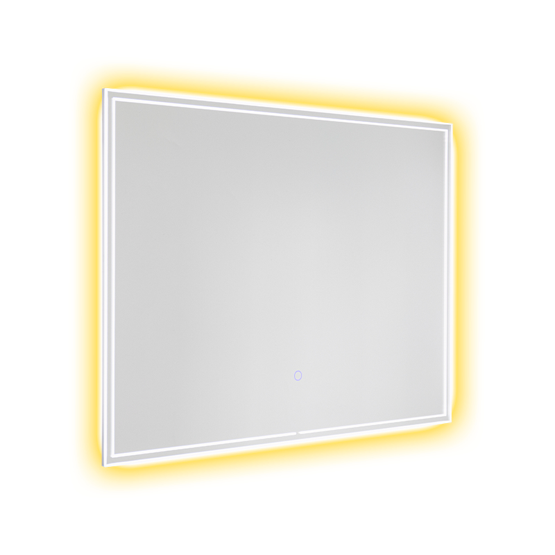 Specchio da bagno retroilluminato antiappannante con regolazione intelligente a LED con telaio in alluminio