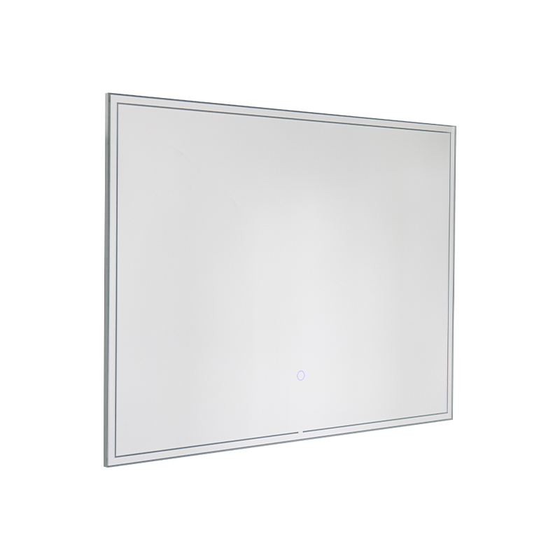 Specchio da bagno retroilluminato antiappannante con regolazione intelligente a LED con telaio in alluminio