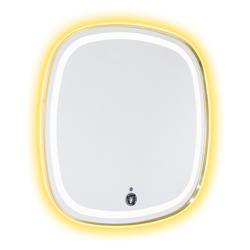 Specchio da bagno retroilluminato antiappannante con regolazione intelligente a LED con telaio in alluminio