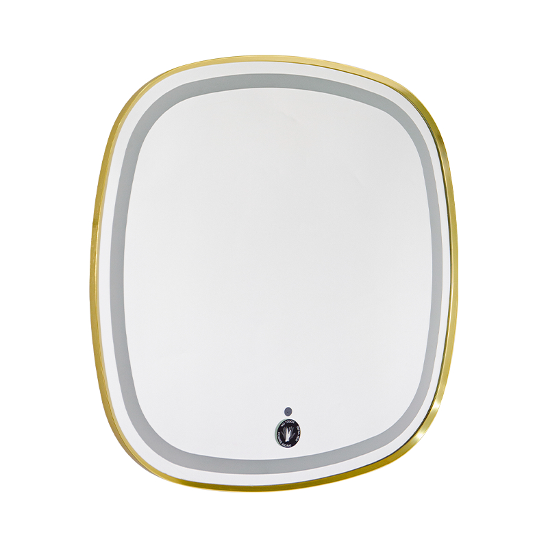 Specchio da bagno retroilluminato antiappannante con regolazione intelligente a LED con telaio in alluminio