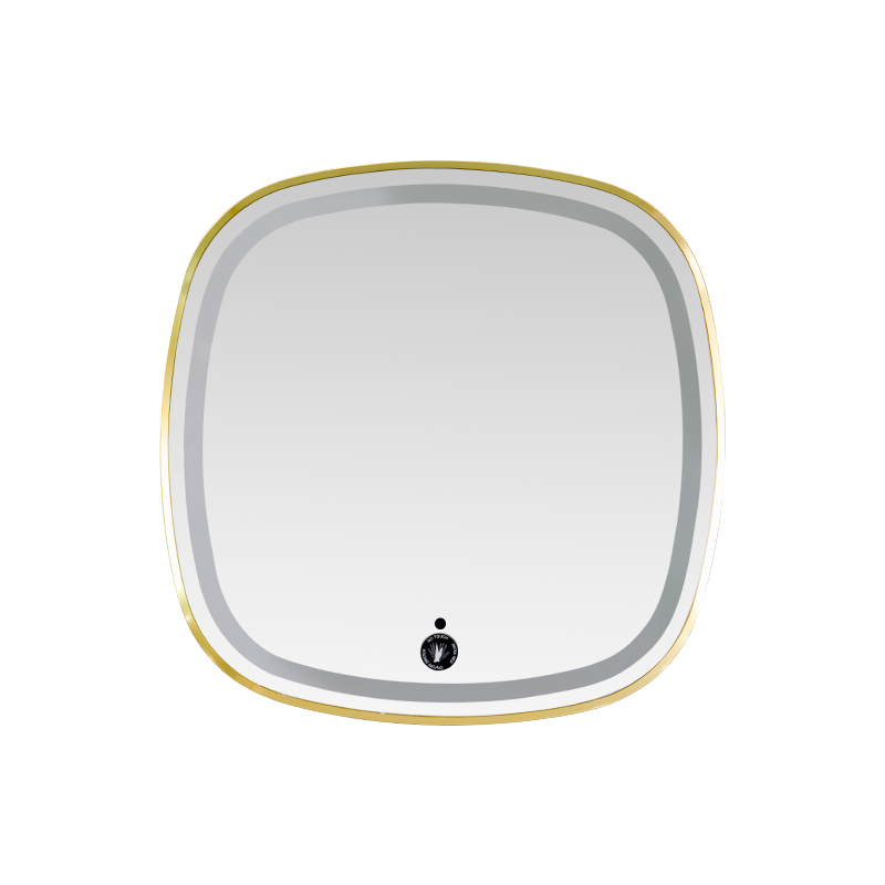 Specchio da bagno retroilluminato antiappannante con regolazione intelligente a LED con telaio in alluminio